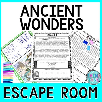 Preview of Ancient Wonders of the World ESCAPE ROOM Activity - Reading Comprehension