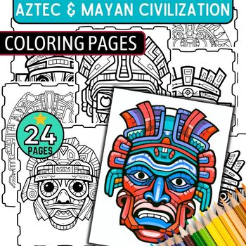Preview of Ancient Wonders to Color: Aztec & Mayan Civilization Coloring Pages