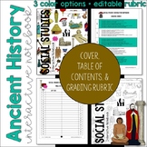 Ancient/World History Interactive Notebook Cover, Rubric, 