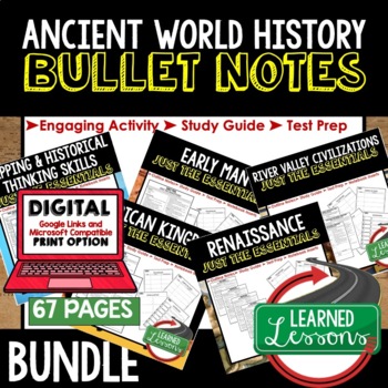 Preview of Ancient World History Outline Notes, World History Bullet Notes BUNDLE