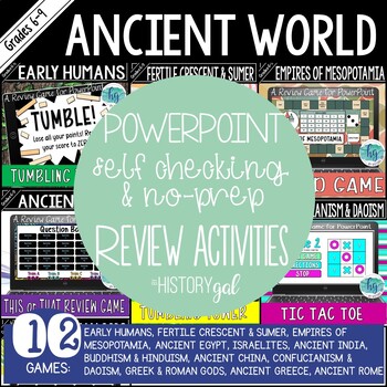 Preview of Ancient World History Test Prep & Unit Review PowerPoint Games Bundle