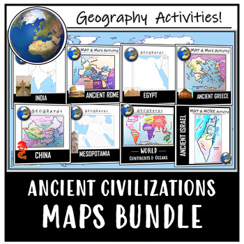 Preview of Ancient Civilizations / World Maps BUNDLE- Color & Label Activities!