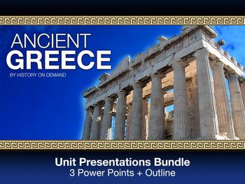 Preview of Ancient Greece PowerPoint with Guided Outlines: Three Presentation Bundle