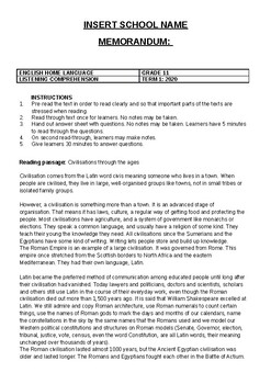 Preview of Ancient civilisations: Listening comprehension test.