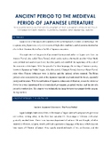Ancient to Medieval Period of Japanese Literature (Lecture