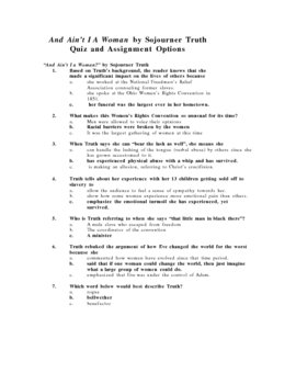 And Ain't I A Woman by Truth Quiz and Assignment Options by Edu-Source