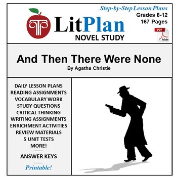 Preview of And Then There Were None LitPlan Novel Study Unit, Activities, Questions, Tests