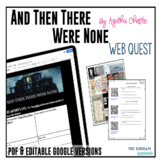 And Then There Were None PREREADING WebQuest - DIGITAL & PRINT