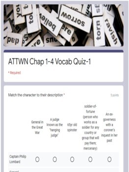 And Then There Were None Chapters 3 and 4 Comprehension Quiz