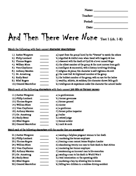 And Then There Were None Test (Chapters 1-8) By Not2Cool4School | Tpt