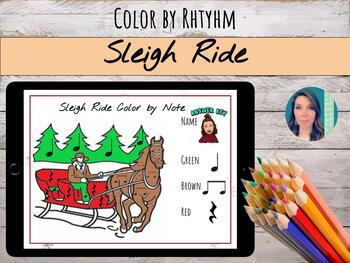 Preview of Anderson's "Sleigh Ride" Printable Color by Rhythm Worksheet | Ta, Titi, Shh