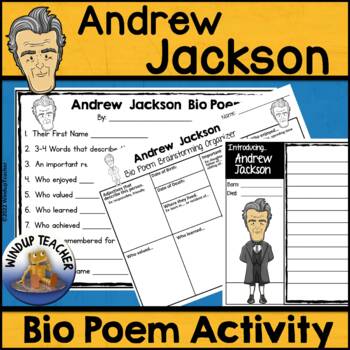 Preview of Andrew Jackson Biography Poem Activity and Writing Paper
