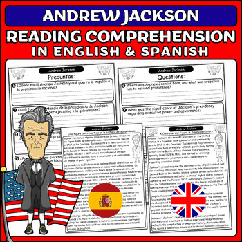 Preview of Andrew Jackson: Presidents' Day Nonfiction Passage & Questions English & Spanish