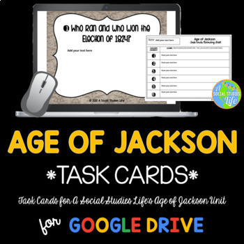 Preview of Andrew Jackson Task Cards DISTANCE LEARNING