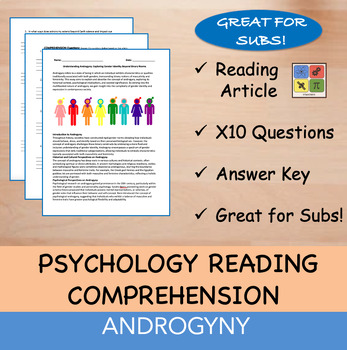 Preview of Androgyny - Psychology Reading Passage - 100% EDITABLE