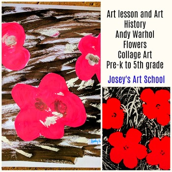 Preview of Andy Warhol Art Lesson Flowers Grade K to 6th Grade Art History