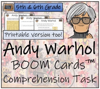 Preview of Andy Warhol BOOM Cards™ Comprehension Activity | 5th Grade & 6th Grade