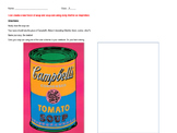 Andy Warhol Soup Can art worksheets