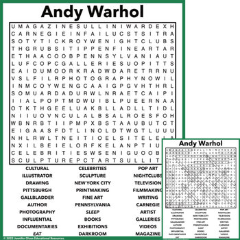 Preview of Andy Warhol Word Search