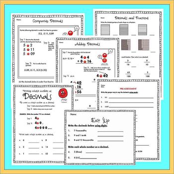 Preview of Andy the Decimal Printables - Teaching Students Decimal Place Value