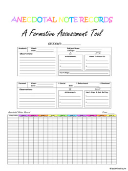 free downloadable templates for observation notes