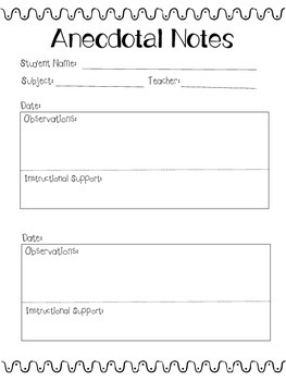 Preview of Anecdotal Notes Template