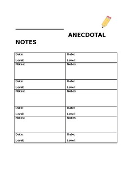 Preview of Anecdotal Notes Template