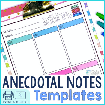 Preview of Anecdotal Notes Templates for Reading Small Group Organization