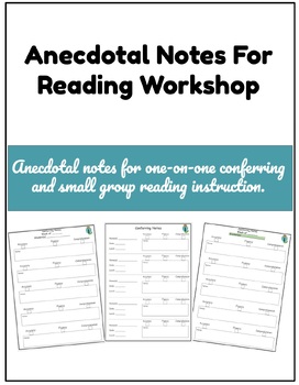 Preview of Anecdotal Notes for Reading Workshop