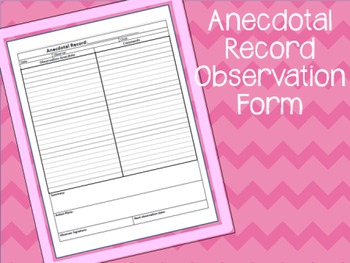 Preview of Anecdotal Record Observation Form