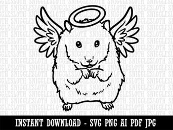 Preview of Angel Hamster Loss of Pet Clipart Instant Digital Download AI PDF SVG PNG JPG