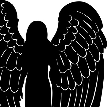 guardian angel clipart black and white