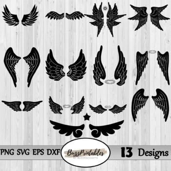 Angel Wings Digital Clipart Images, SVG PNG Graphics, Personal ...