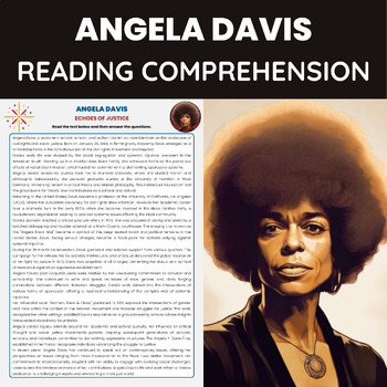Preview of Angela Davis Biography for Black History Month | Civil Rights and Social Justice
