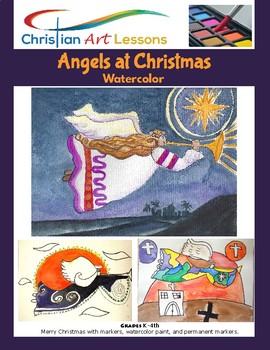 Preview of Angels At Christmas Drawing and Painting Art Lesson