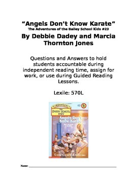 Preview of Angels Don't Know Karate Chapter Book Questions and Answers