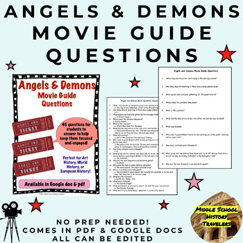 Preview of Angels and Demons Movie Guide Questions (Dan Brown, Da Vinci Code series)