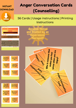 Preview of Anger Conversation Cards (Counselling)
