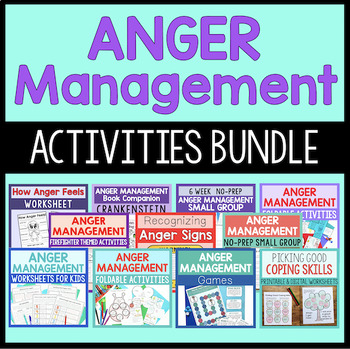 Preview of Anger Management Activities Bundle With Games, Small Groups, Worksheets, Etc.