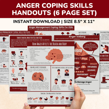 Preview of Anger Management Coping Skills Psychoeducation Bundle - School Counseling SEL