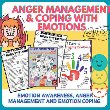 Anger Management & Coping with Emotions worksheet, anchor chart, task card