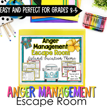 Preview of Anger Management Escape Room Activity Game Island Vacation Theme