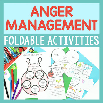Preview of Anger Management Foldable Activities For Spring SEL And Counseling Lessons