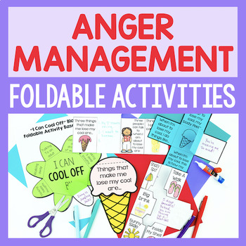 Preview of Anger Management Foldable Activities For Summer Themed Counseling & SEL Lessons