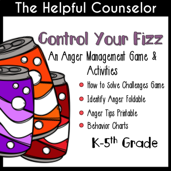 Preview of Anger Management Game & Activities Use w/ or w/o Soda Pop Head