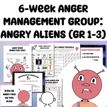 Preview of Anger Management Group | 6-Weeks of Anger Activities for Group Counseling | 1-3