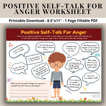 Anger Management Positive Self-Talk Affirmations CBT Coping Skills ...