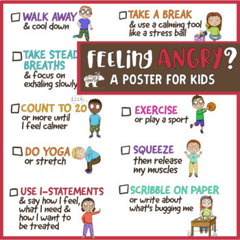 Preview of Anger Management Poster: What to Do When I'm Angry Checklist + Collage Activity