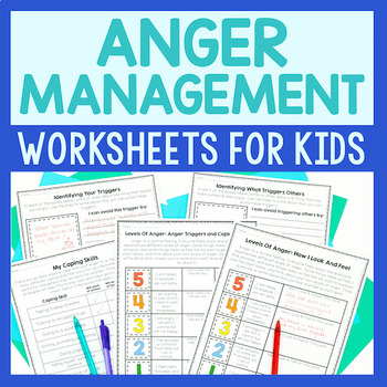 Preview of Anger Management Worksheets For Self Regulation and Coping Skills Lessons