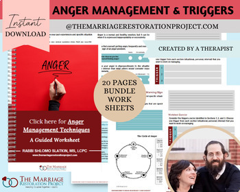Preview of Anger Management, anger cycle workbook, anger triggers, anger journal